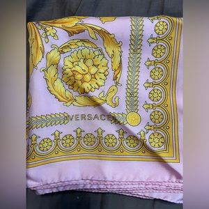 Versace pink/gold skull Silk scarf